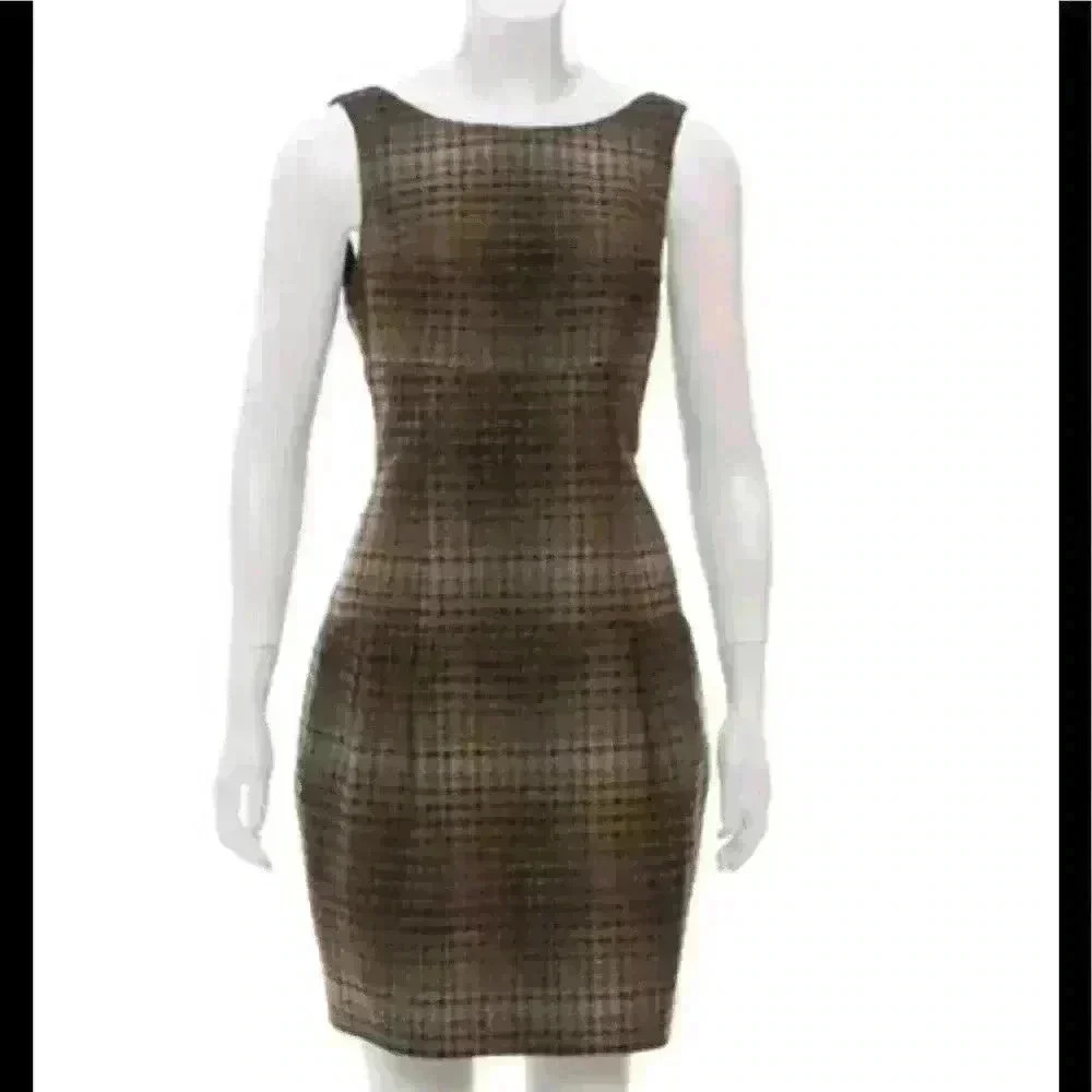 Thread Social Brown Plaid Mini Sleeveless Dress